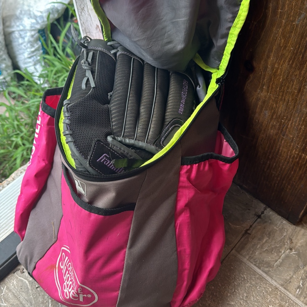 Stylish Pink and Gray Kids softball bag